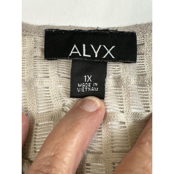 Alex Women’s 1X Tunic Top Sheer Lace Yoke Tan/taupe Boho Beach Lagenlook - Picture 11 of 16